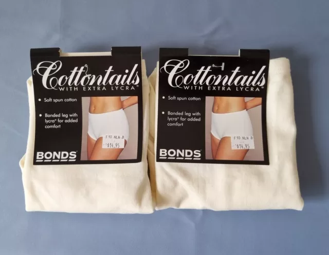 2 x "BONDS CREAM FULL BRIEF COTTONTAILS" BNWT, SIZE 16, COTTON & ELASTANE