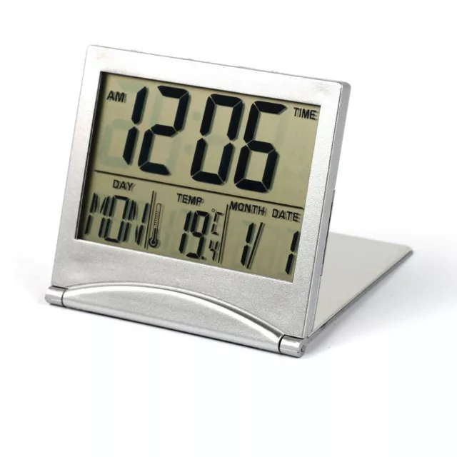 Digital Alarm Clock Temperature LCD Desk Top Calendar Travel Snooze Clock
