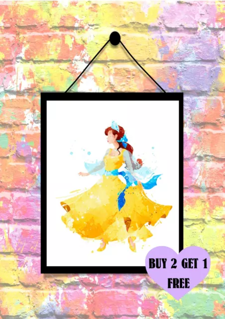 BUY 2 GET 1 FREE Disney Princess Anastasia  Watercolour Print Poster A4