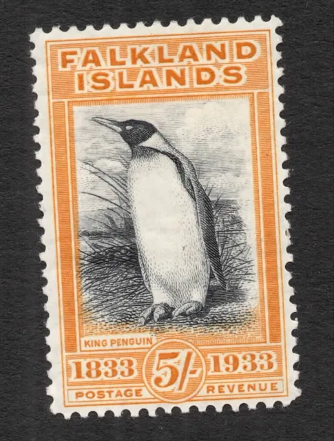 Falkland Islands. 1938. SG136. 5s black/yellow. Lightly mtd mint.