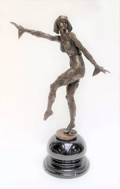 Bronzeskulptur Bronze Art Deco Skulptur Tänzerin Mädchen "Solo"