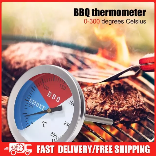 Stainless Steel BBQ Smoker Grill Thermometer Kitchen Bakeware Temperature Gauge