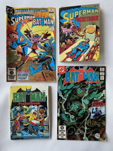 Batman + Superman Comic & Book Bundle - 70s 80s Vintage DC Superhero Collectible