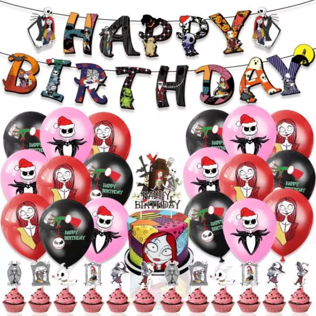 The Nightmare Before Christmas Happy Birthday Party Decor Balloons Cake Toppers.