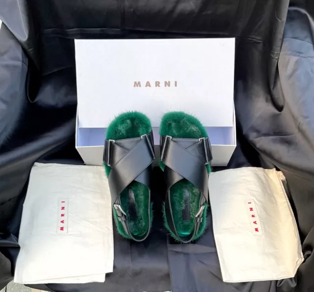 MARNI sandal size 6US Black Dustbags and box