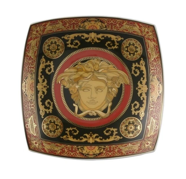 Versace Von Rosenthal Medusa Red 7 " Quadratisch Candy Dish #102721-25818 Neu