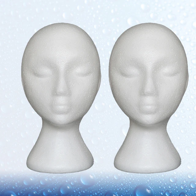 2 piezas muñeca de escaparate de espuma polietileno (PE) cabeza de peluquería blanca