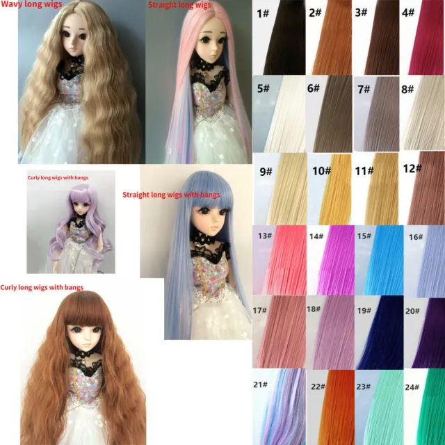 Dolls Wigs Varies Hair for 1/3 1/6 BJD Doll Replacement Accessories Colorful DIY