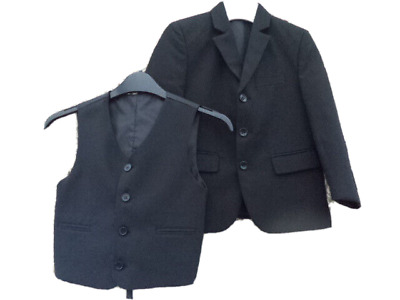 Boys Age 3 Black Suit Jacket & Waistcoat From Shiny Penny Wedding Funeral Party