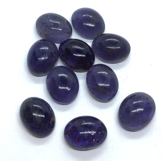 Iolite naturelle ovale dos plat Cabochon AAA pierre précieuse en vrac pour...