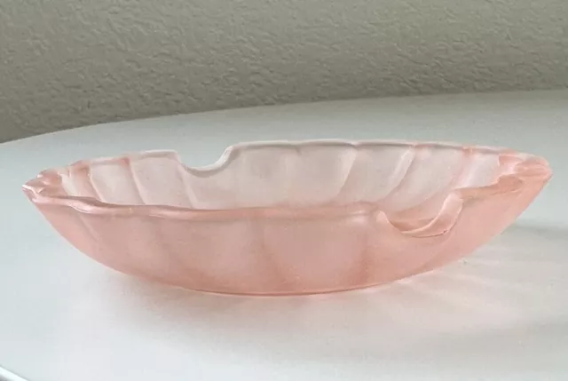 Vintage Pink Depression Glass Round Ashtray Trinket Dish 3