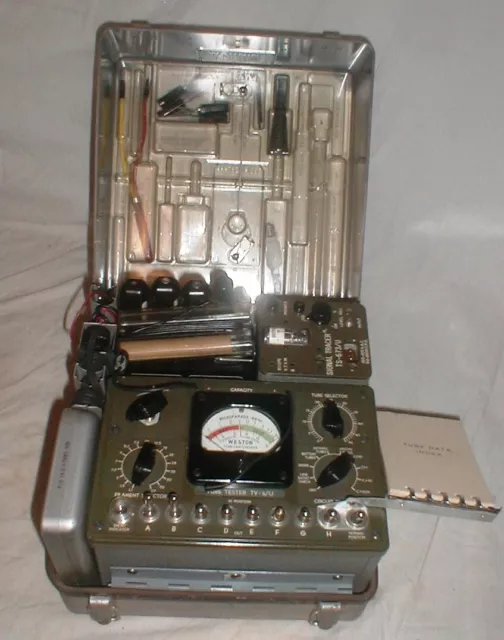 WWII U.S Navy  AN/USM-3 Weston Test Tool Set w/ TV-4A/U Radio Tube Tester & Case