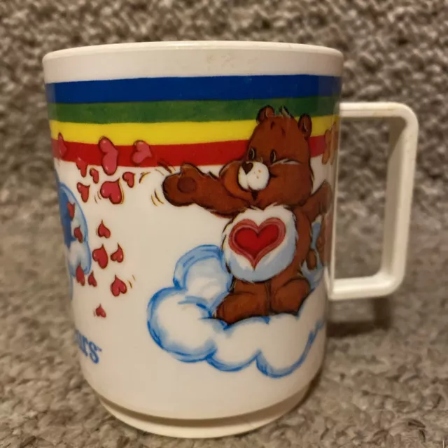 VINTAGE 1980's DEKA CARE BEARS PLASTIC RAINBOW MUG / DRINKING CUP WISH BIRTHDAY