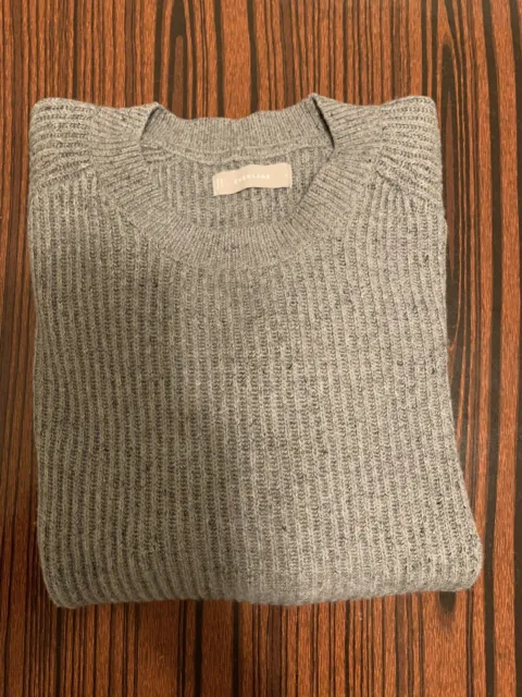 Mens everlane tri twist sweater chunky knit wool/cotton blend grey