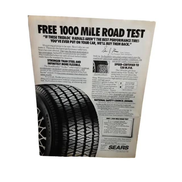 1988  Sears Radial Tires Original Print Ad Vintage