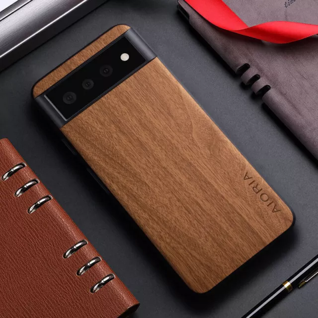 For Google Pixel 8/ 8Pro/ 7/ 7 Pro 6A Wood Grain Texture Shockproof Case Cover