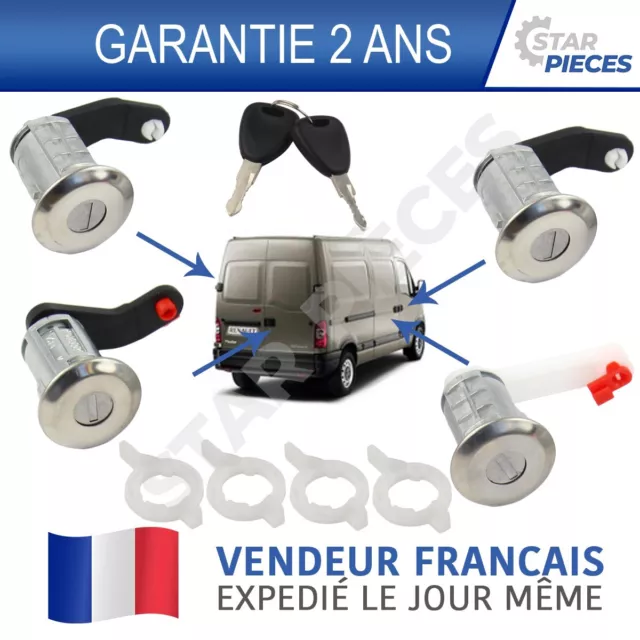 Kit 4 Serrures Barillets Porte Renault Master Ii 1998-2010 7701470952