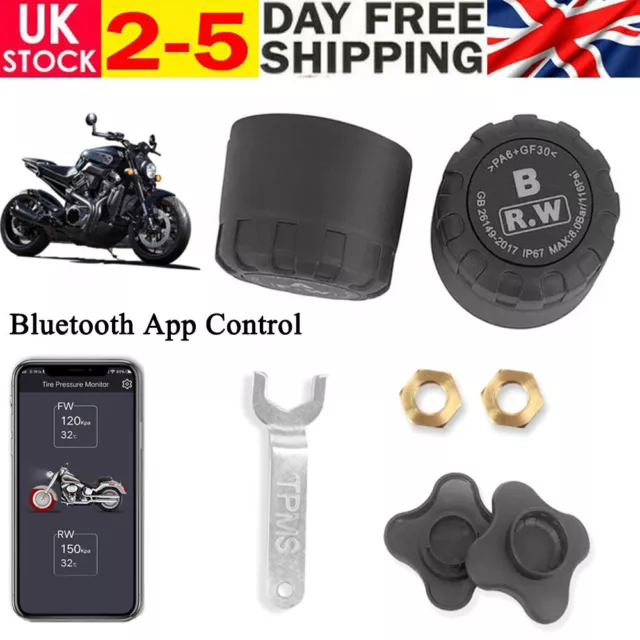2X  Motorcycle TPMS Tire Pressure Monitor System Bluetooth App Control Sensor