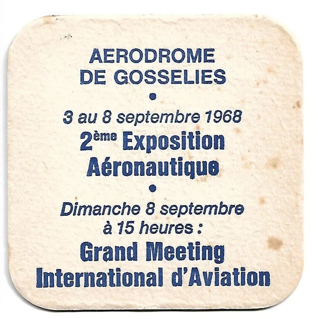 Sous bock Stella Artois Mexico repiqué 2 ème exposition aéronautique 1968-2