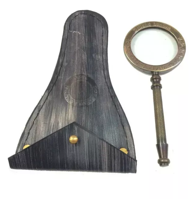 Antique Brass Magnifying Glass Vintage Magnifier Nautical Table Top Decor Gift