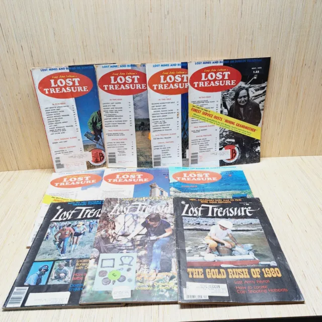 Long John Latham's Lost Treasure Lot of 10 Magazines from 1979 Missing Feb, Aug