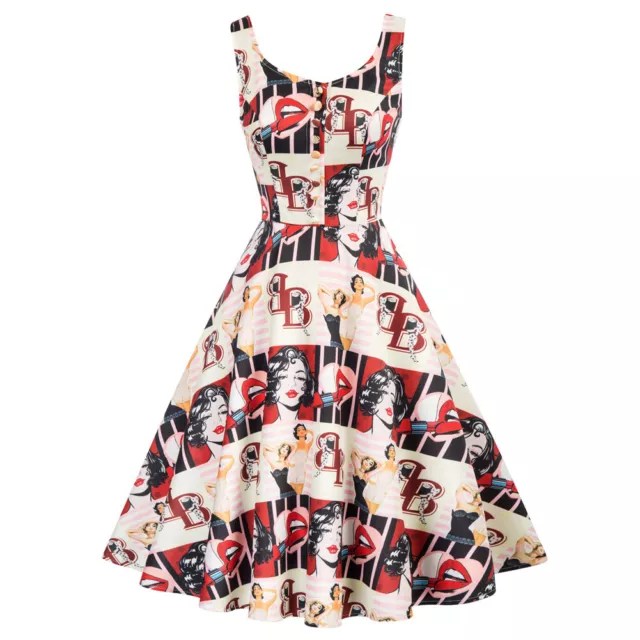 Stunning Vintage 50's Rockabilly Monroe Style Pin Up Girl Flare Swing Dress