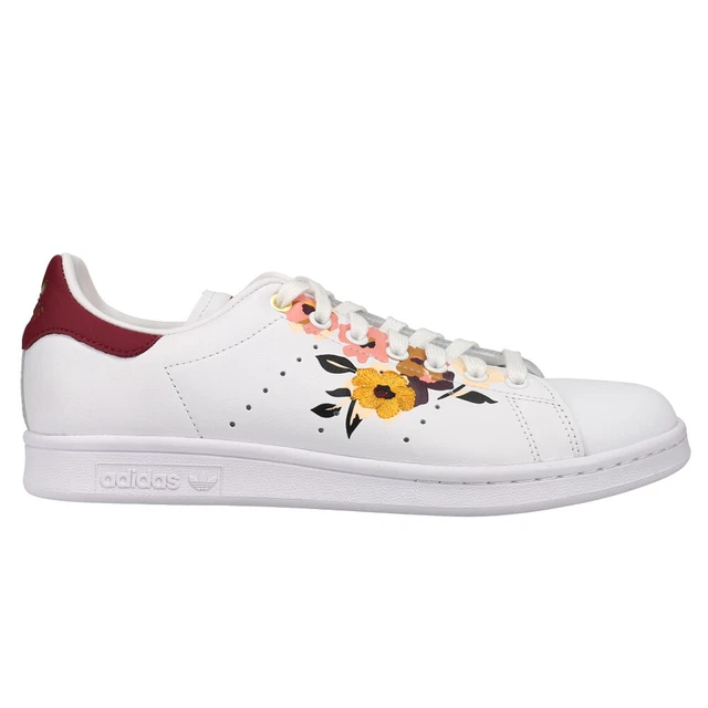 adidas Stan Smith Floral Lace Up  Womens White Sneakers Casual Shoes FW2524