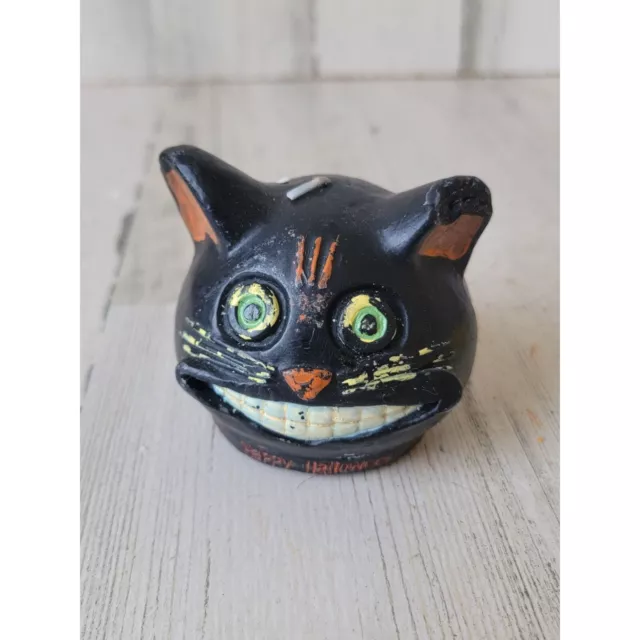 Vintage AS IS black cat retro style candle Halloween prop decor