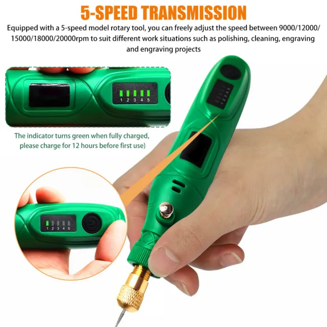 Cordless Rotary Tool Adjustable Speed Mini Electric Grinder Engraving Pen sahc