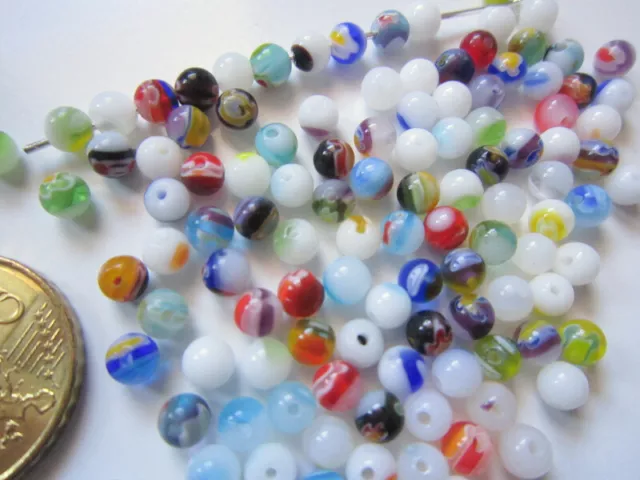 Perlas bola cristal milflores 4 mm X 40 UNIDADES colores variados abalorios 2