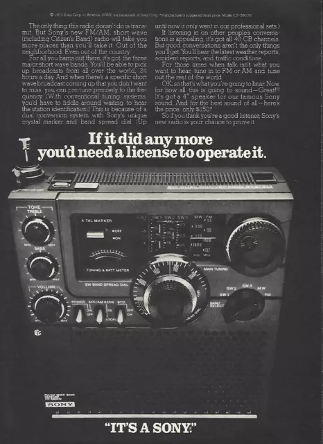 1977 Sony Short Wave CB Radio ICF 5900W Receiver vintage Print AD Advertisement