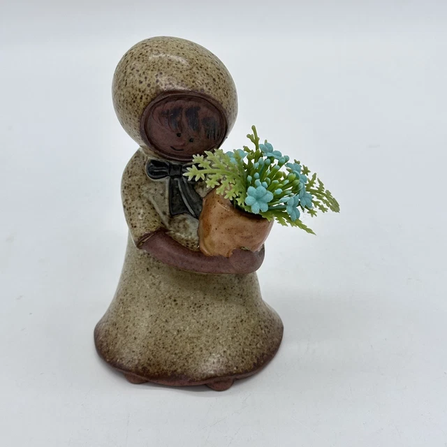 Uctci Japan Pottery Vintage Figurine Red Clay Girl With Flower Pot AS IS