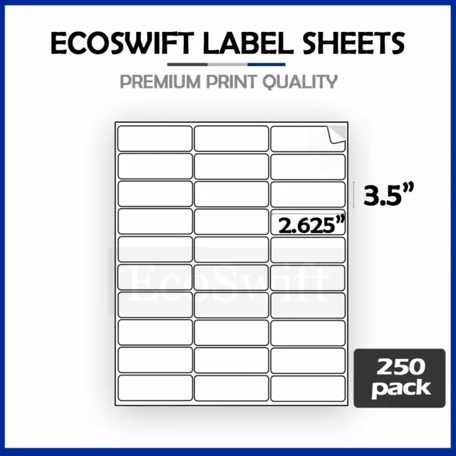 7500 2.625 x 1 EcoSwift Laser Address Shipping Adhesive Labels 30/sheet 1 x2 5/8