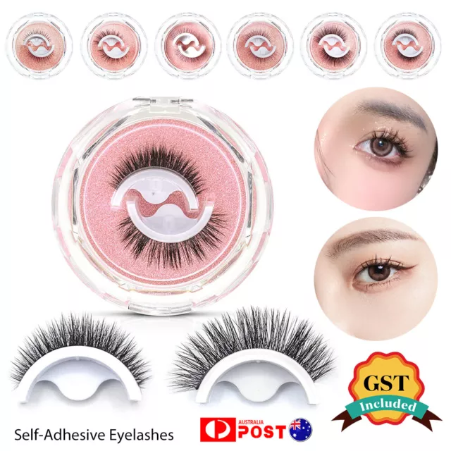 2-6pcs Reusable Glue-Free Self-Adhesive Eyelashes Natural Reversible False Lash