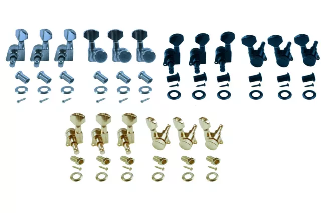 Locking tuner / machine head sets, 10mm hole, 6 in line, chrome, gold, black