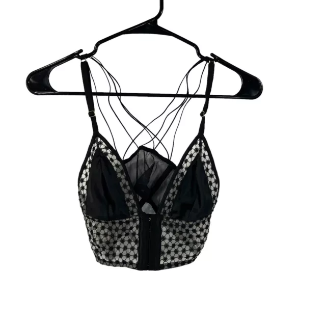 Victoria’s Secret black longline sheer sexy lace strappy back bra bralette small