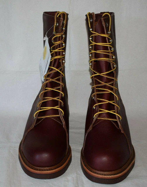 HALL'S 10& BROWN Leather Linemen Boots UK10.5 Made in USA Soft Toe Cork Sole £270.00 PicClick UK