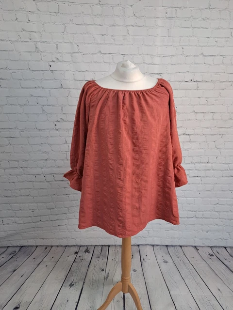 Nasty Girl Pink Wide Neck 3/4 Sleeve Smock Top Womens Size 8 (EK16)