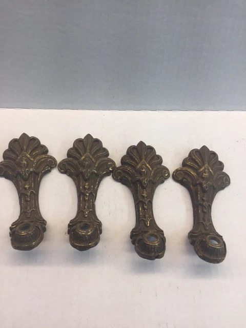 4 Vintage Antique Cast Ornate Chandelier Light Fixture Arms Lamp Parts