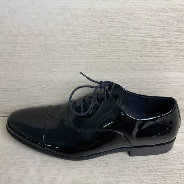 Saks Fifth Avenue “MILANO” Black Leather Cap Toe 5-Eyelet Lace Up Oxfords, 9.5M 3