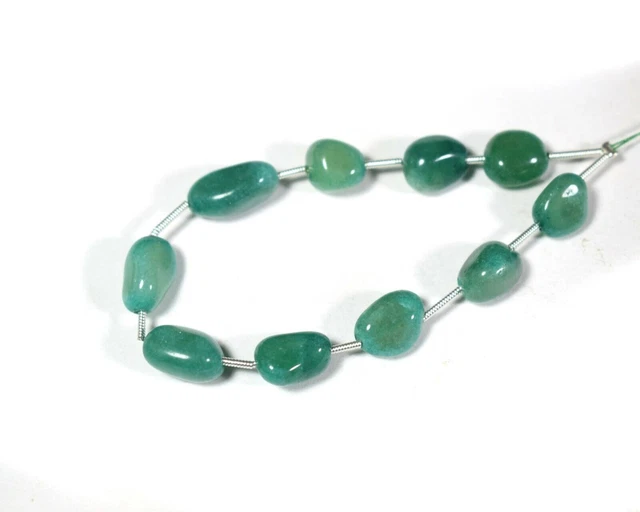 Natural Green Jasper Tumble Shape Smooth Gemstone Beads 6" For Jewelry Making