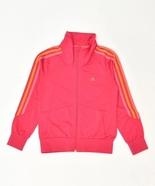 ADIDAS Girls Tracksuit Top Jacket 11-12 Years Pink Polyester Sports RA39