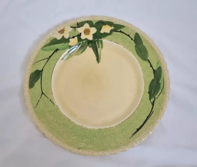 Myott Son & Co Plate Handpainted Cream And Green Flower GH 8484