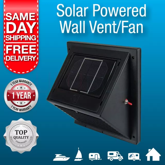 New Solar Powered Wall Vent, Exhaust and Intake Fan, Solar Rechargeable Battery