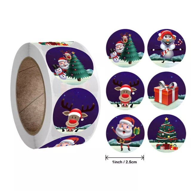 Pegatina de patrón de Navidad de 1" Papá Noel etiqueta de regalo etiqueta autoadhesiva