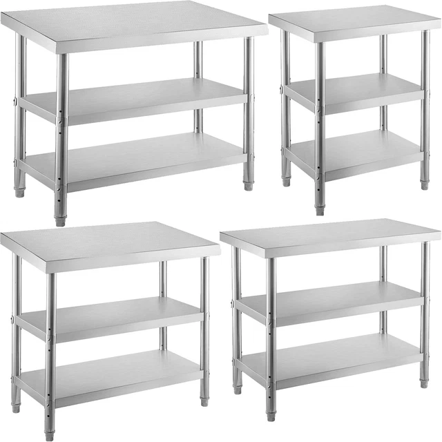 VEVOR Stainless Steel Commercial Kitchen Prep Work Table 2 Adjustable Undershelf