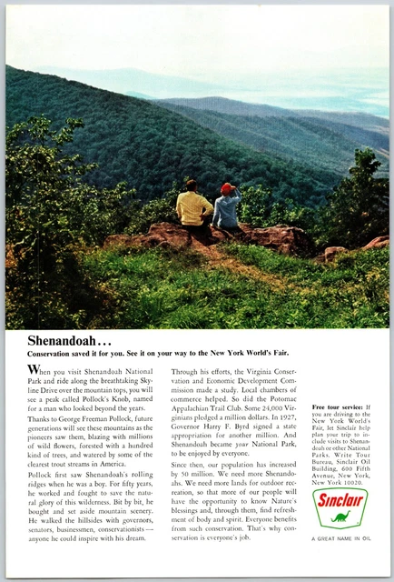 1964 Sinclair Oil Shenandoah National Park Conservation Saved It Print Ad