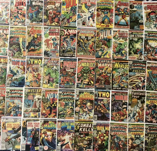 Huge Lot Of 50 Marvel Comics Silver Bronze Age Hulk Spider-Man X-Men Vtg NR!