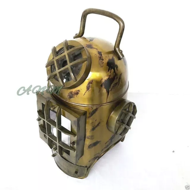 Casco da sub Sea Marine in ottone antico per subacquei US Navy Mark V solido