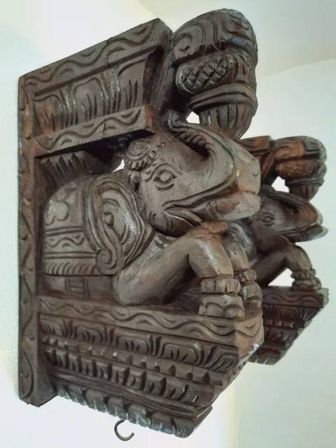 Wooden Elephant Corbel Pair. Wall décor. Handmade Carved from wood 12" size Each